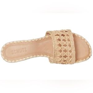 SCHUTZ Zaila Neutral Woven Braided Slide Sandal